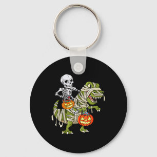 Chaveiro Skeleton Riding Mummy Dinosaur T Rex Halloween