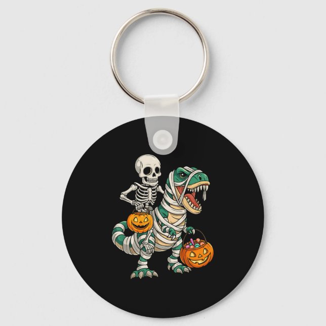 Chaveiro Skeleton Riding Mummy Dinosaur T Rex Kids Men (Frente)