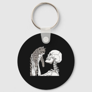 Chaveiro Skeleton Segurando Um Gato Preguiçoso De Halloween