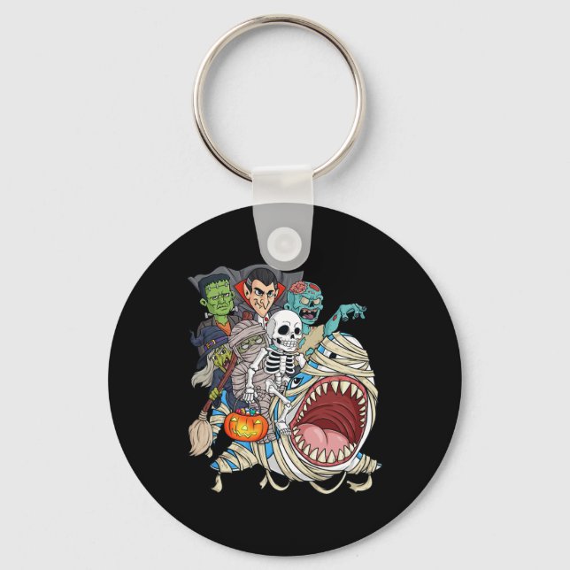 Chaveiro Skeleton Zombie Riding Mummy Shark Vampire Hallowe (Frente)