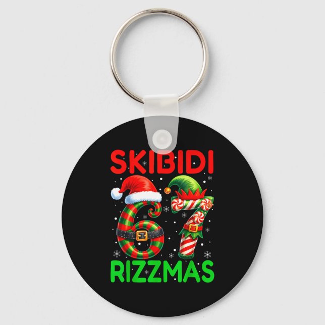 Chaveiro Skibidi 67 Rizzmas Engraçado Seis Sete Meme Natal  (Frente)
