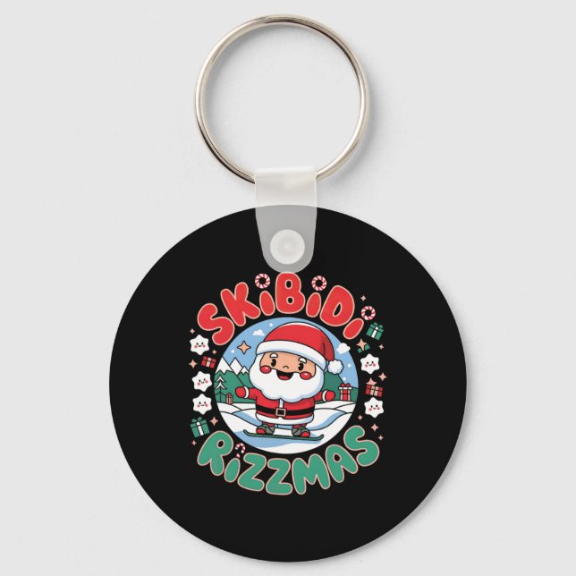 Chaveiro Skibidi Rizzmas Papai noel o Snowboard Adven (Frente)