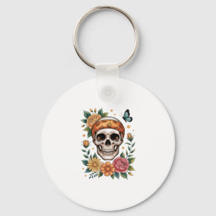 Chaveiro Skull Floral Halloween Spooky