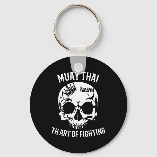 Chaveiro Skull Muay Thai - Nak Muay, Presente de Kickboxing (Frente)