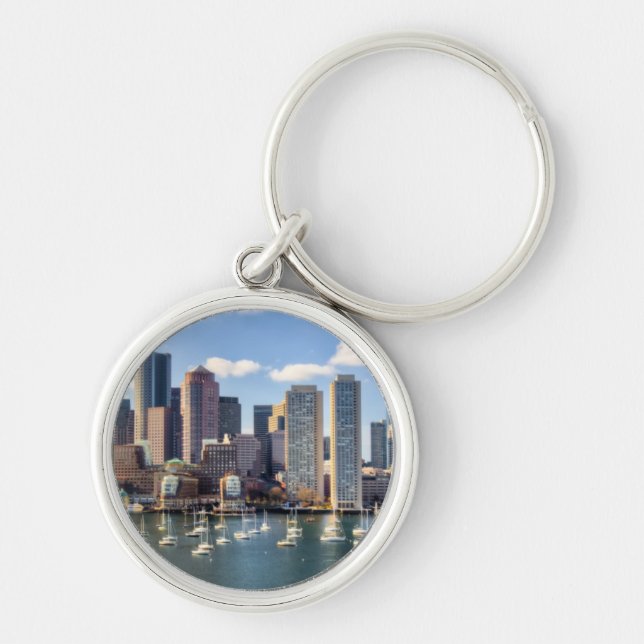 Chaveiro Skyline de Boston do beira-rio (Frente)