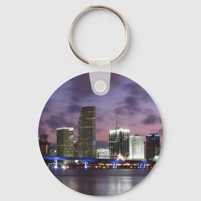 Chaveiro Skyline de Miami Evening (Frente)