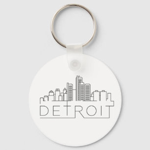 Chaveiro Skyline estilizado de Detroit