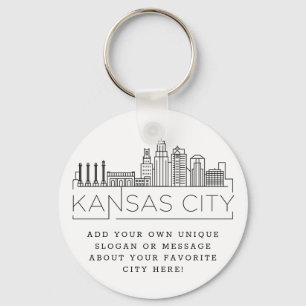 Chaveiro Skyline Estilizado em Kansas City  Slogan Personal