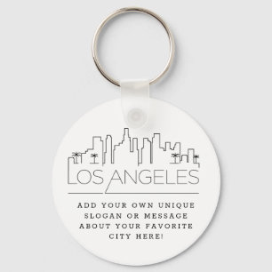 Chaveiro Skyline estilizado em Los Angeles Slogan Personal