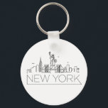 Chaveiro Skyline Estilizado em Nova York<br><div class="desc">Uma cadeia-chave única que representa a bela cidade/estado de Nova Iorque. Este chaveiro apresenta uma ilustração estilizada do horizonte único da cidade com seu nome embaixo.</div>