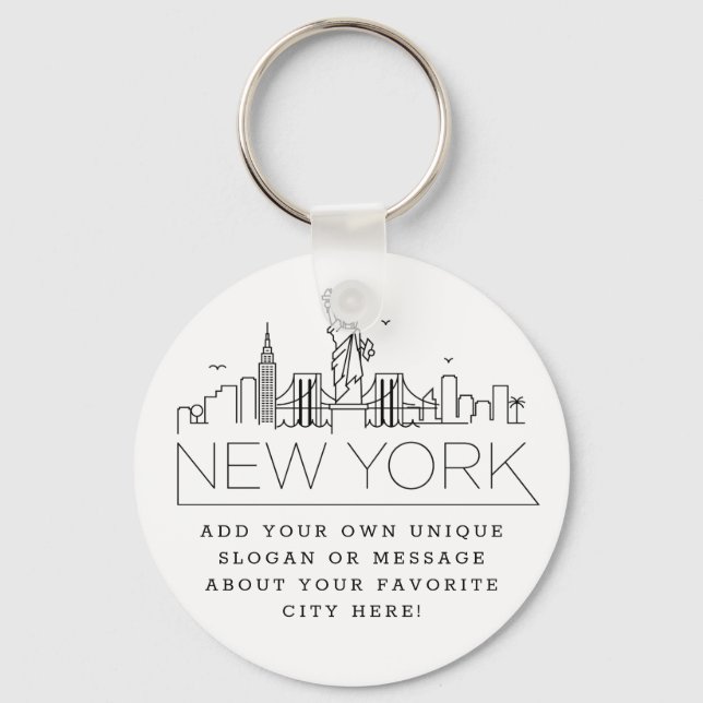 Chaveiro Skyline Estilizado em Nova York | Slogan Personali (Frente)