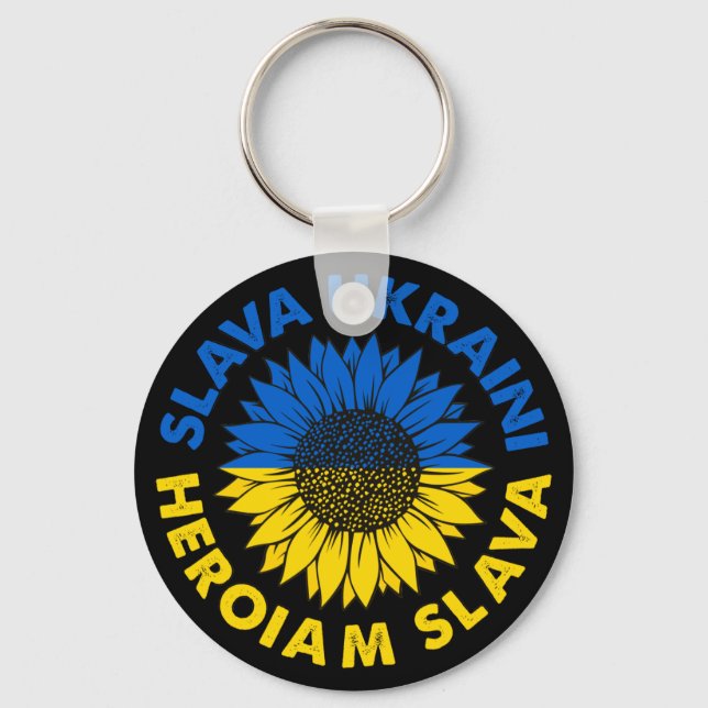 Chaveiro Slava Ucraniano Heroiam slava girassol Bandeira Uc (Frente)