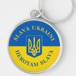 Chaveiro Slava Ukraini & Heroym Slava. Bandeira UKR & Tride