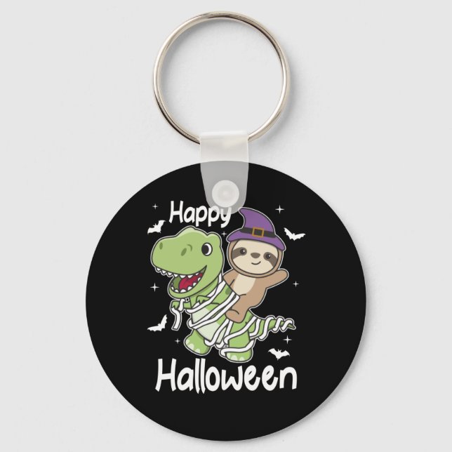 Chaveiro Sloth Happy Halloween T-rex Mummy Costume (Frente)