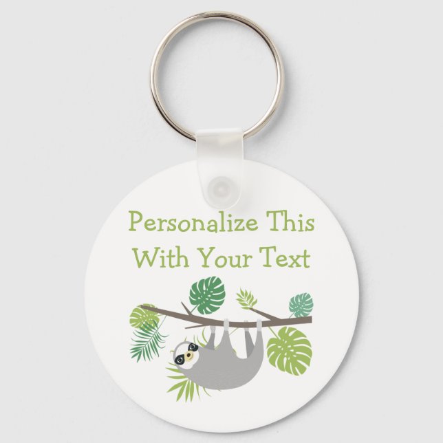 Chaveiro Sloth Personalizada de Divertimento de Texto (Frente)