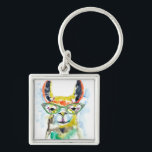 Chaveiro Smarty Pants Llama<br><div class="desc">Smarty-Pants Llama por Jennifer Goldberger. Possui uma lama fabulosa em estilo aquarela vestindo óculos divertidos.</div>