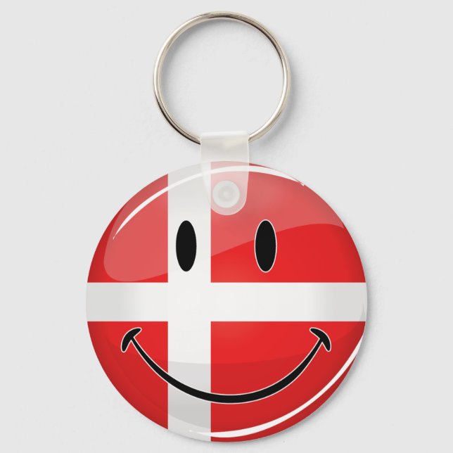 Chaveiro Smiling Denmark Flag (Frente)