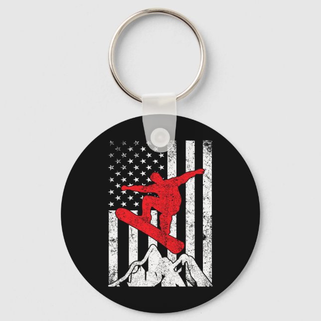 Chaveiro Snowboard American Flag Patriótico Win (Frente)
