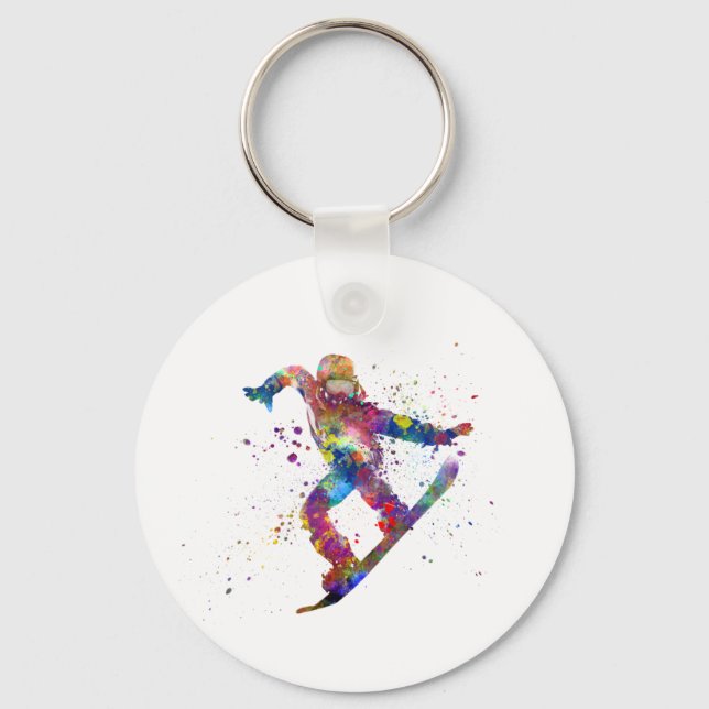 Chaveiro Snowboard in watercolor (Frente)
