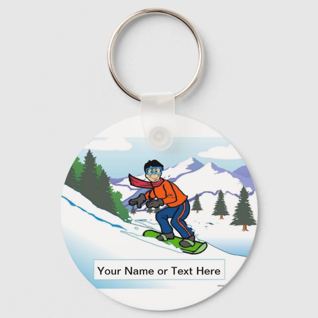 Chaveiro Snowboard Personalizado - Cartoon Masculino (Frente)