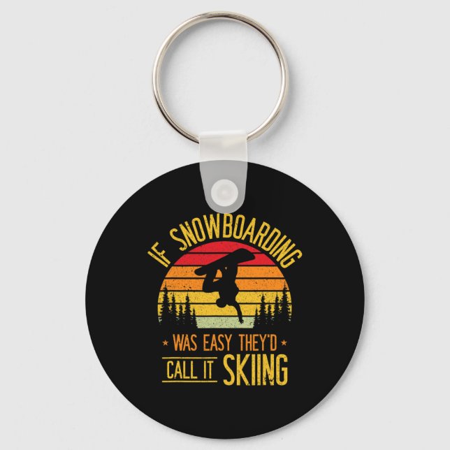 Chaveiro Snowboard Retro Skiing No Snowboarder (Frente)