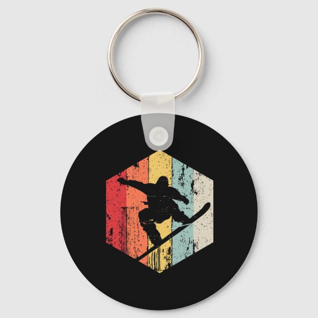 Chaveiro Snowboard Retro Style Snowboarder (Frente)