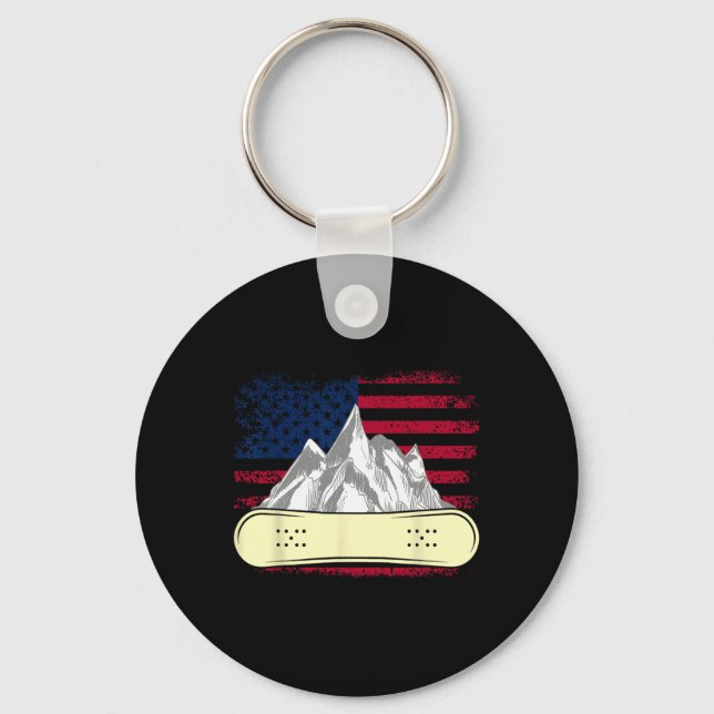 Chaveiro Snowboard Skiboard Snowboard American Flag Snowbo (Frente)