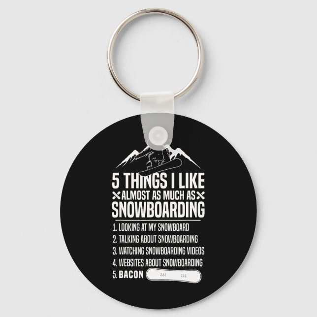 Chaveiro Snowboard Snowboard Bacon 5 Coisas Que Gosto De Al (Frente)