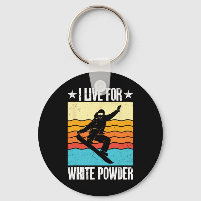 Chaveiro Snowboard Snowboard Outfit Eu Vivo Para White Pow (Frente)