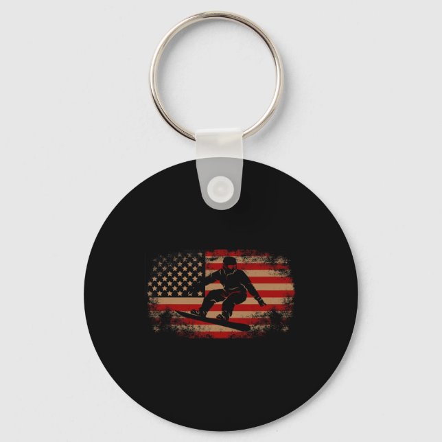 Chaveiro Snowboard Snowboard Patriotic Vintage Americano (Frente)