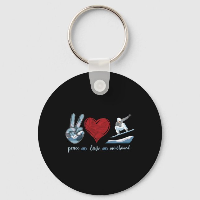 Chaveiro Snowboard Snowboard Vintage Peace Love (Frente)