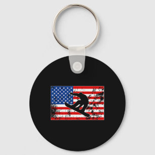 Chaveiro Snowboarder Jumping American Flag Americano Snowbo