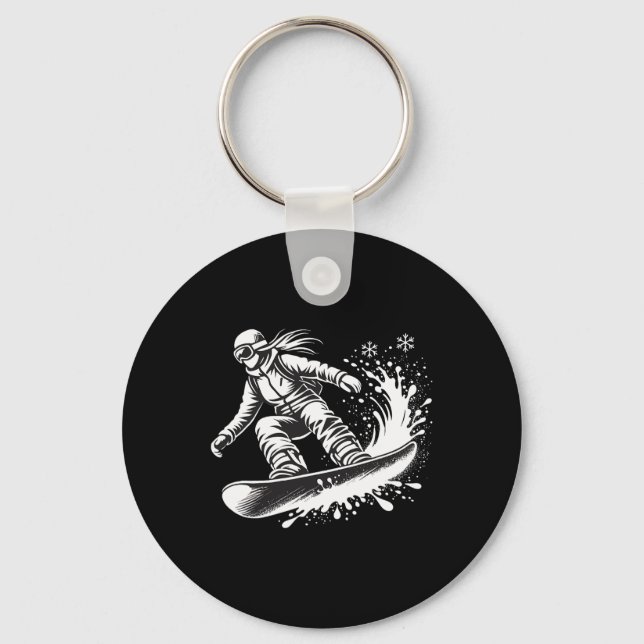 Chaveiro Snowboarder Snowboard Winter Slope Descida Hol (Frente)