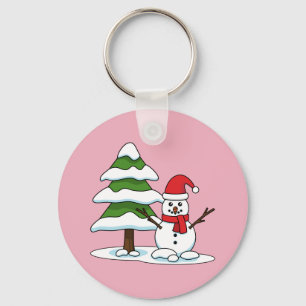 Chaveiro Snowman com Snowy Pine Tree