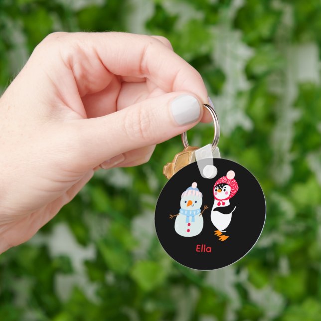 Chaveiro Snowman e Pinguim congelados (Mão)