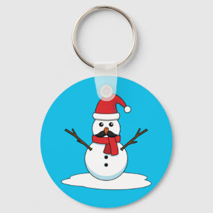 Chaveiro Snowman engraçado com bigode e papagaio