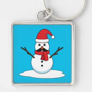 Chaveiro Snowman engraçado com bigode e papagaio
