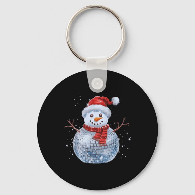 Chaveiro Snowman Natal Retro Santa Hat Disco Ball Match (Frente)
