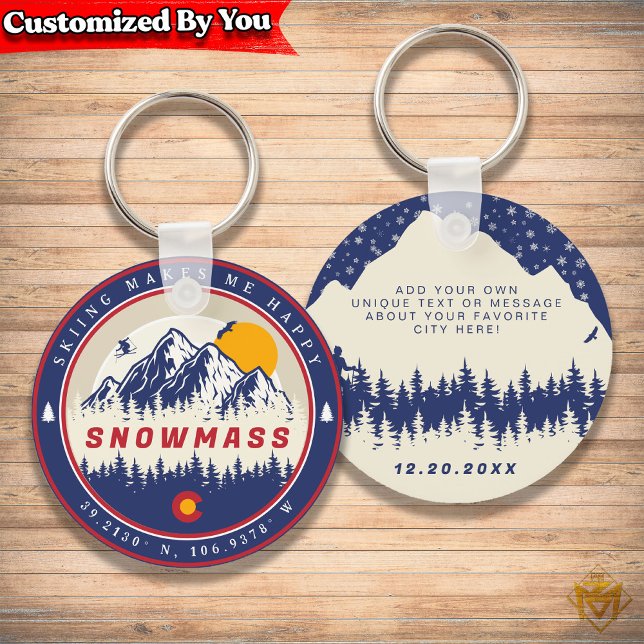 Chaveiro Snowmass Colorado Flag Mountain Souvenir (Criador carregado)