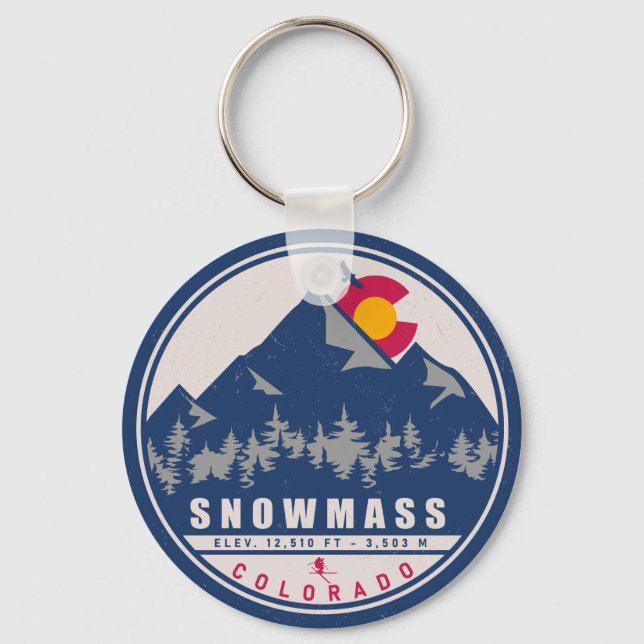 Chaveiro Snowmass Colorado Retro Sunset Ski Souvenirs (Frente)