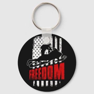 Chaveiro Snowmobile Snowmobiling Freedom Flag EUA
