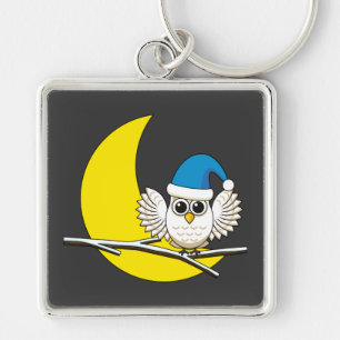 Chaveiro Snowy Owl em Nova Lua Noite de inverno