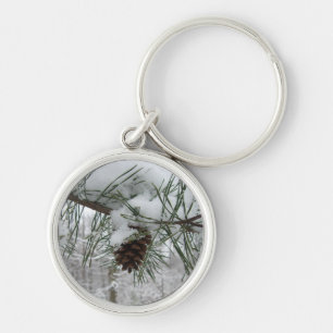 Chaveiro Snowy Pine Branch Winter Nature Fotografia