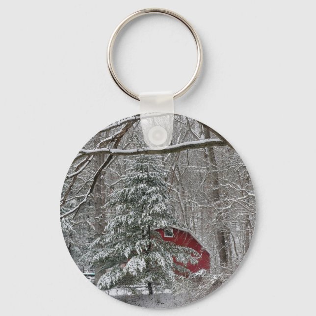 Chaveiro Snowy Red Barn (Frente)