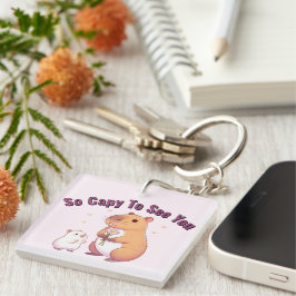 Chaveiro So Capy To See You – Cute Capybara Art 