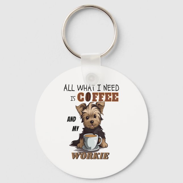 Chaveiro Só Preciso De Café E Minha Yorkie (Frente)