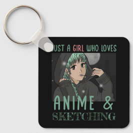 Chaveiro Só uma garota que ama animação e esboço