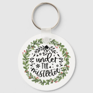 Chaveiro Sob a camada Mistletoe Watercolor