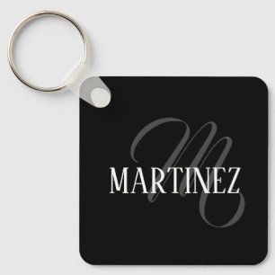 Chaveiro Sobrenome Personalizado Elegante Preto   Nome