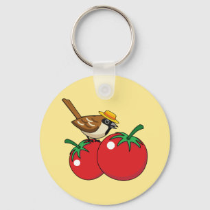 Chaveiro Sobreposição Orgânica Comendo Tomate Vermelho